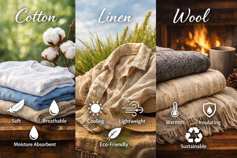 Cotton, Linen, Wool